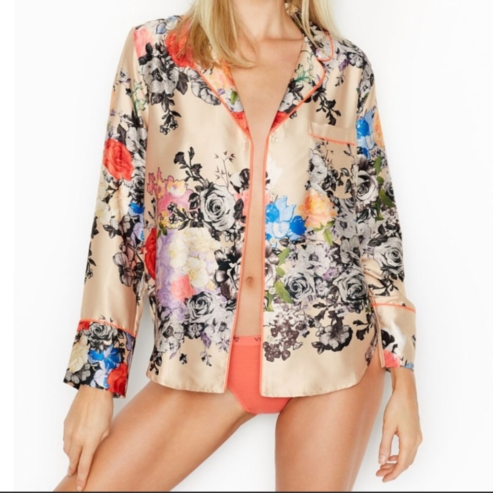 VS After Hours Satin Sleepshirt - Small - Floral